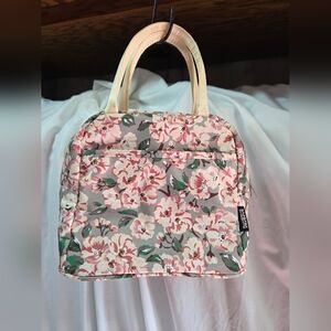 Floral Insulated Lunch Bag with Cream Handles